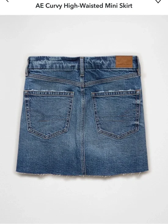 NWT American Eagle Curvy High Rise Mini Skirt Denim Size 4 Long 27W - Picture 4 of 11